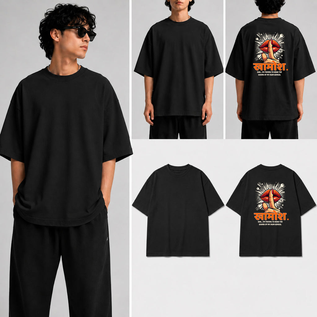 KHAMOSH Unisex Oversized Standard T-Shirt for man & women