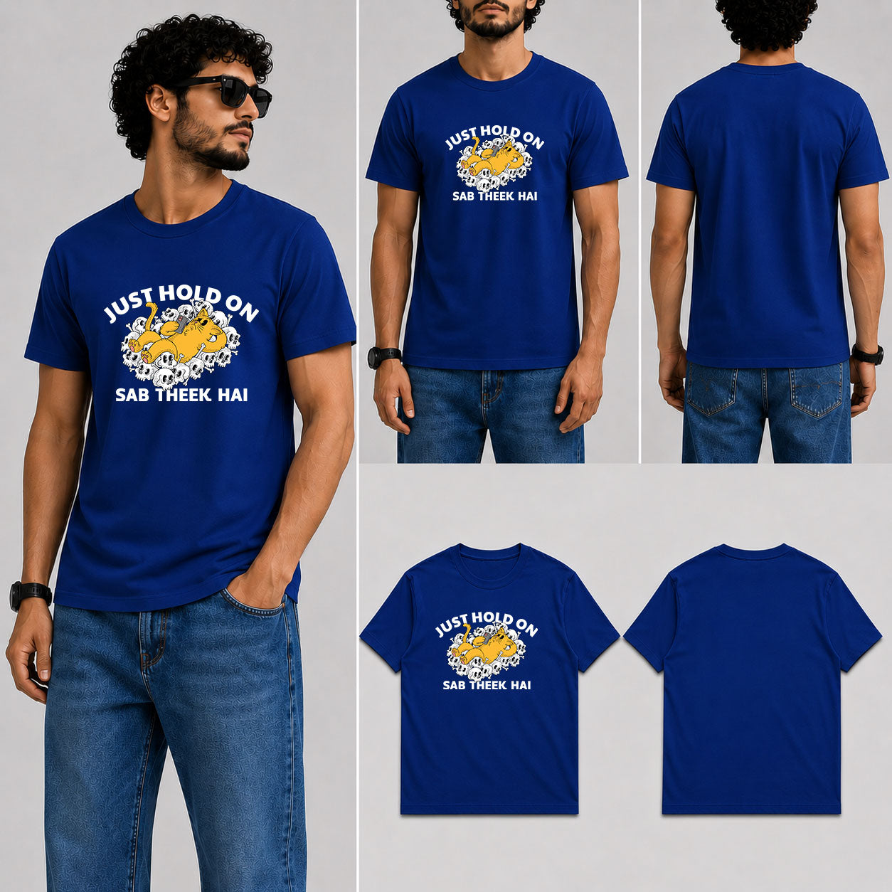 Just Hold On Male Round Neck Half Sleeve T-Shirt