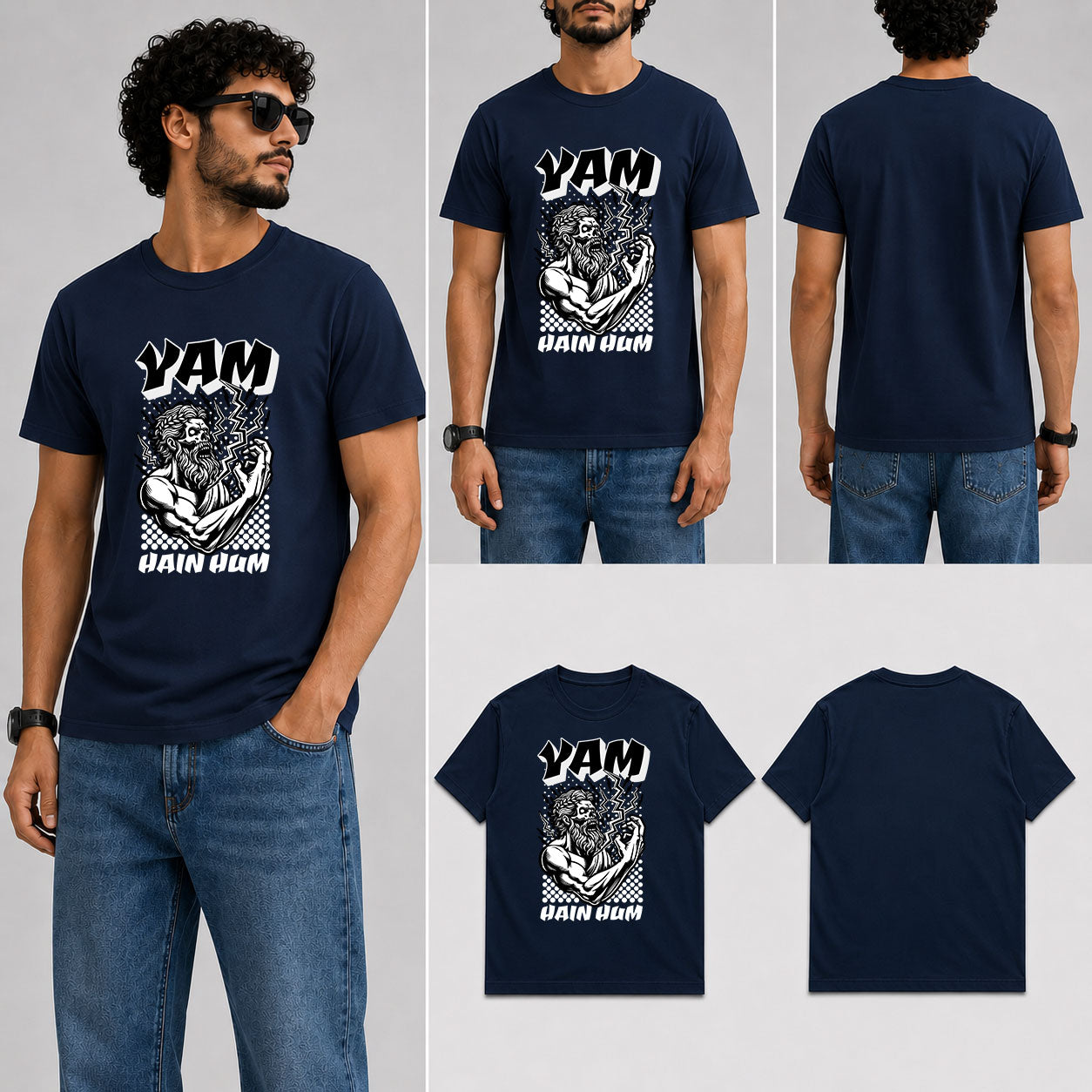 YAM HAIN HUM Male Round Neck Half Sleeve T-Shirt
