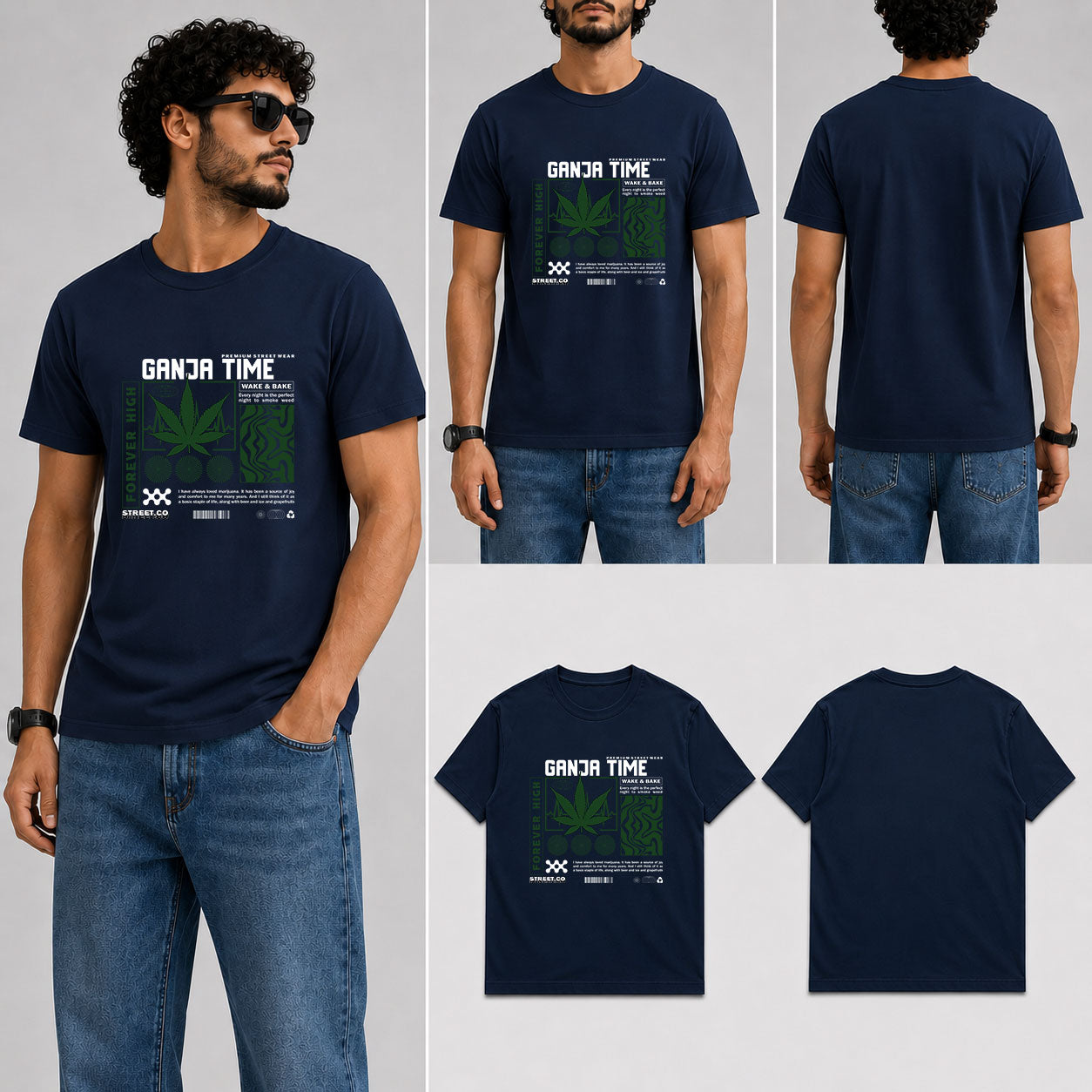 Ganja Time Male Round Neck Half Sleeve T-Shirt